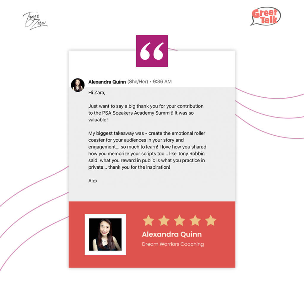 ALEXANDRA QUINN testimonial